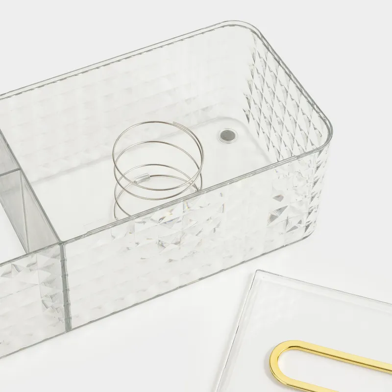 Paper napkin box, 24x12 cm, with organizer, with sitemsing, plastic / metal, Kandy, image-4