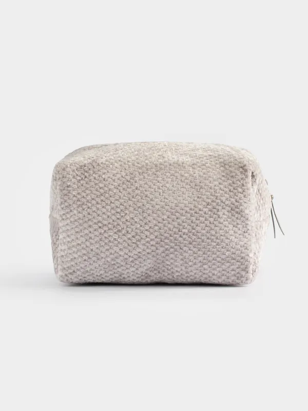 Cosmetic bag, 20x13 cm, chenille / lurex, beige, Chenill, image-4