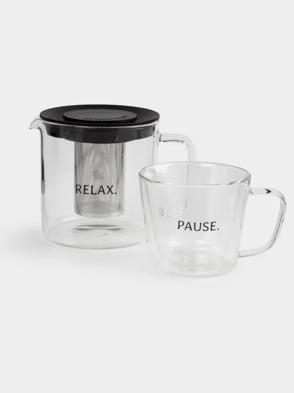 Tea set, 1 person, 2 items, glass Used / steel / plastic, Air, image-0