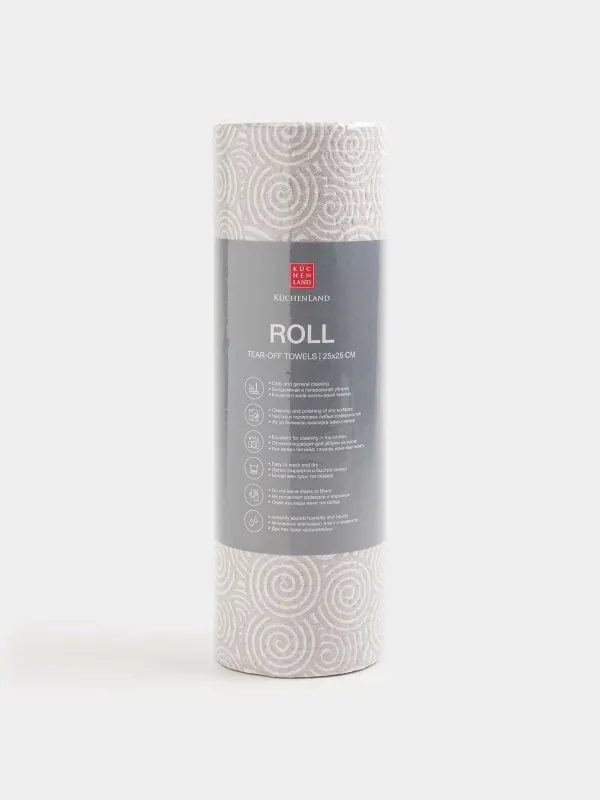 Rolled towels, 25x25 cm, 50 pcs, gray, Curls, Roll, image-0