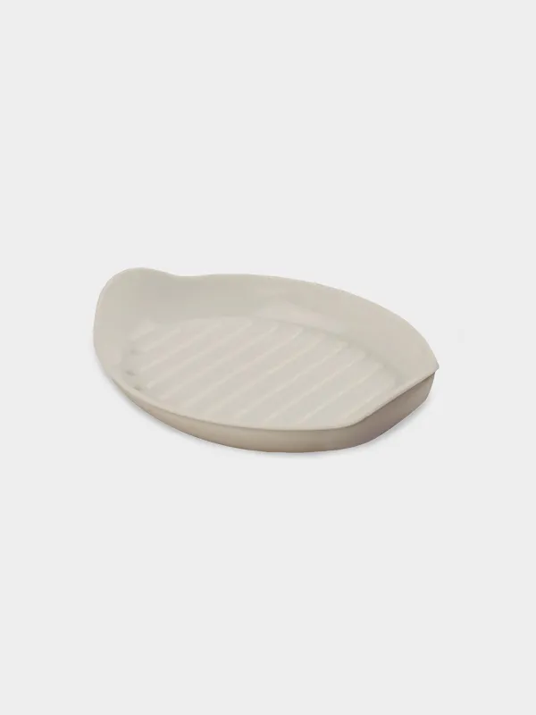 Soap dish, 13x9 cm, silicone, oval, beige, Manny, image-0