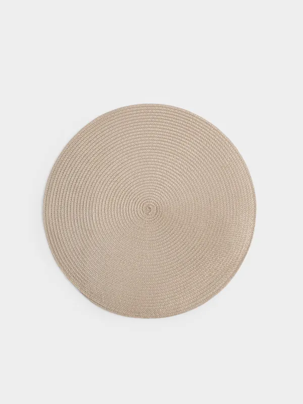 Placemat, 38 cm, polypropylene, round, beige, Circle, image-0