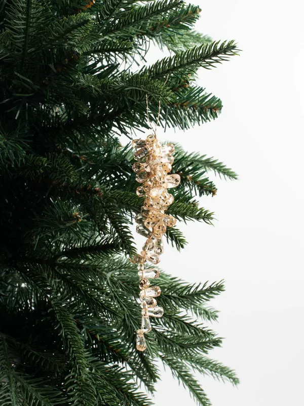 Christmas tree toy, 20 cm, acrylic, champagne, Icicle, Figure sparkle, image-4