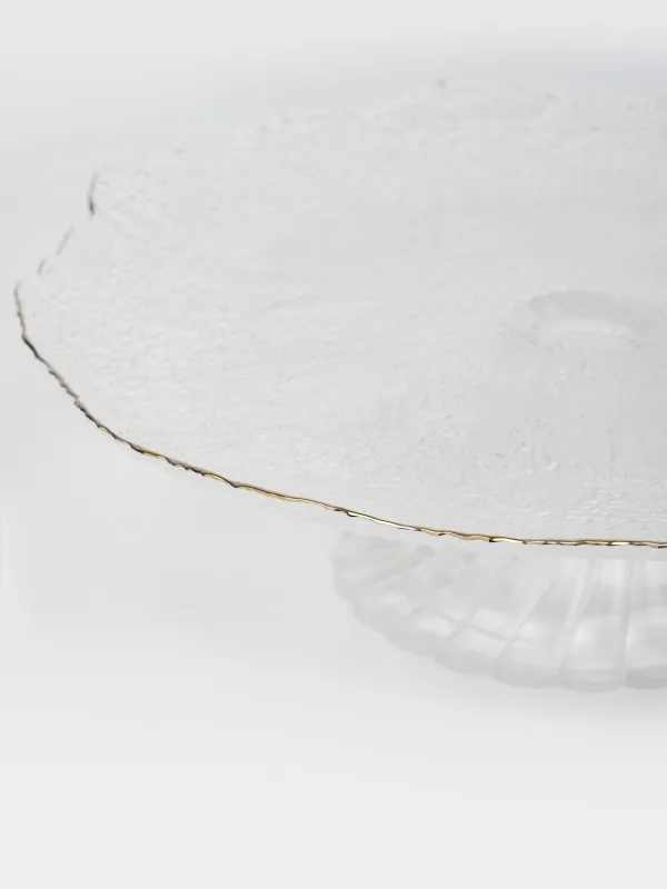 Dish on a leg, 27х8 cm, glass, with golden edging, Berg, image-4