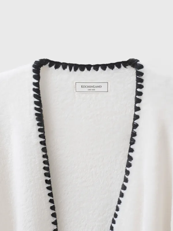 Poncho, 75x140 cm, fleece, sand-grey, Abstract, Fleece poncho, image-8