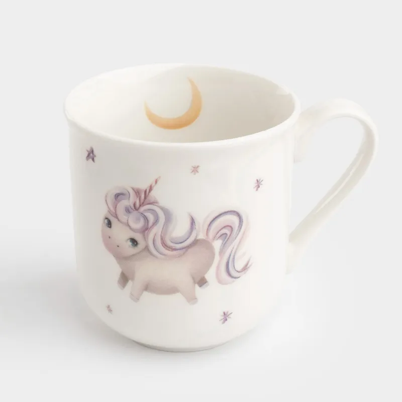 Children's tableware set, 3 items, porcelain N, white, Unicorn and month, Unicorn, image-5