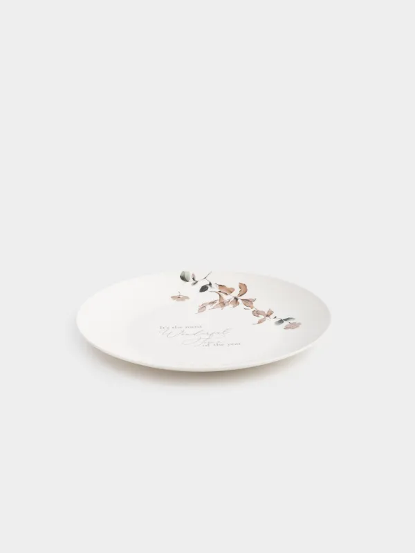 Snack plate, 20 cm, 2 pcs, porcelain N, Autumn flowers, Refined floral, image-3