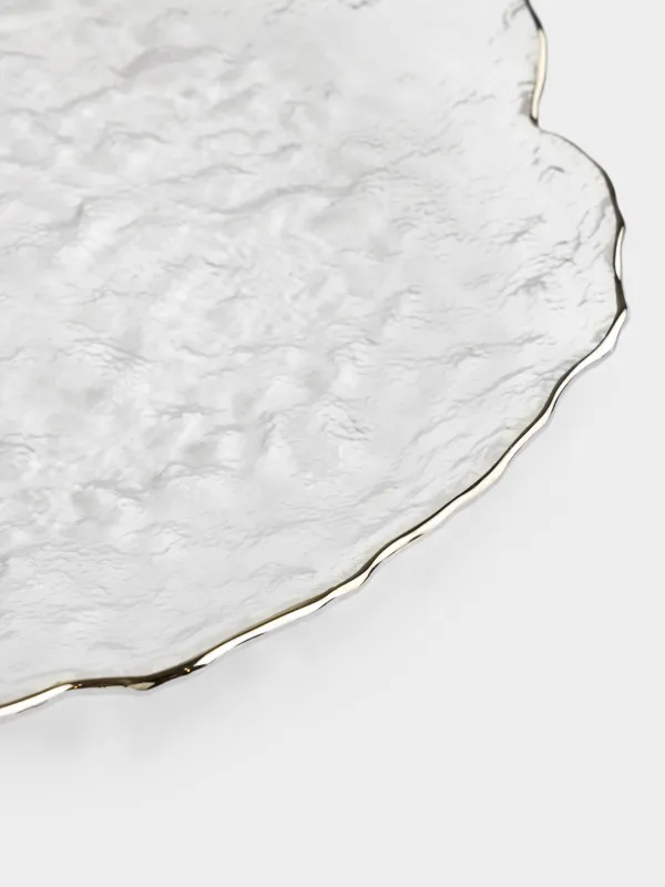 Dish, 26 cm, glass, with silver edging, Nautilus silver, image-2