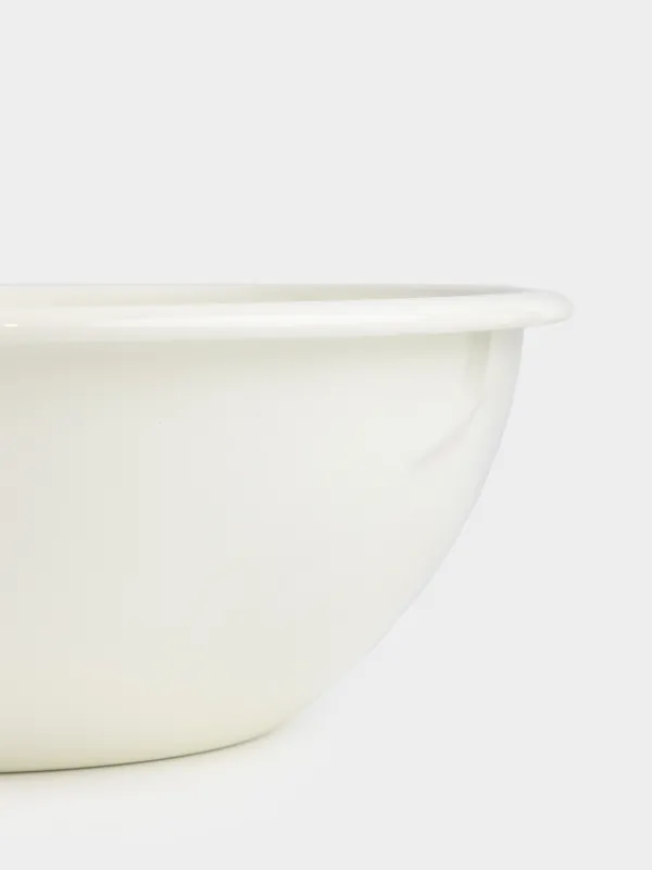 Bowl, 1,6 l, enameled metal, milky, with golden edging, House, Enamel, image-3