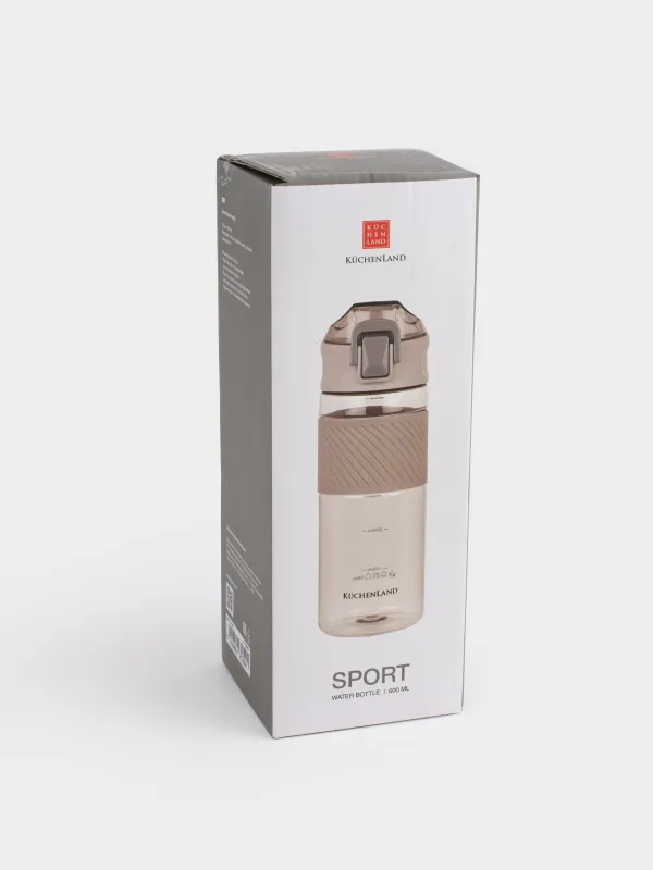 Water bottle, 600 ml, plastic / silicone, Beige, Sport, image-5