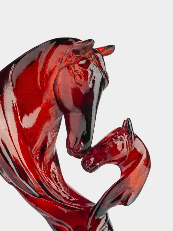 Statuette, 15 cm, polyresin, burgundy, Horse head, Horse color, image-3
