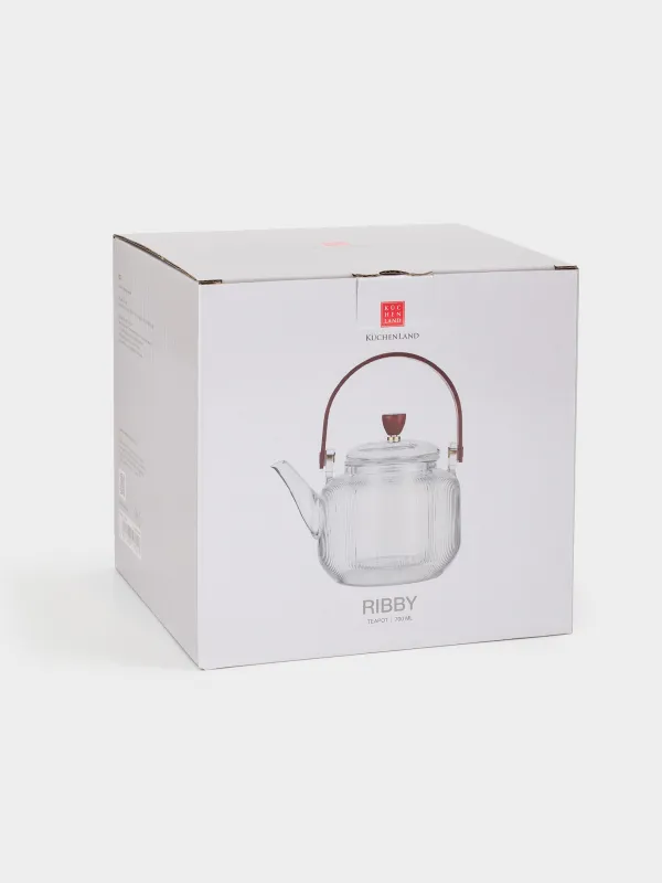 Teapot, 700 ml, glass B / wood, Ribby, image-3