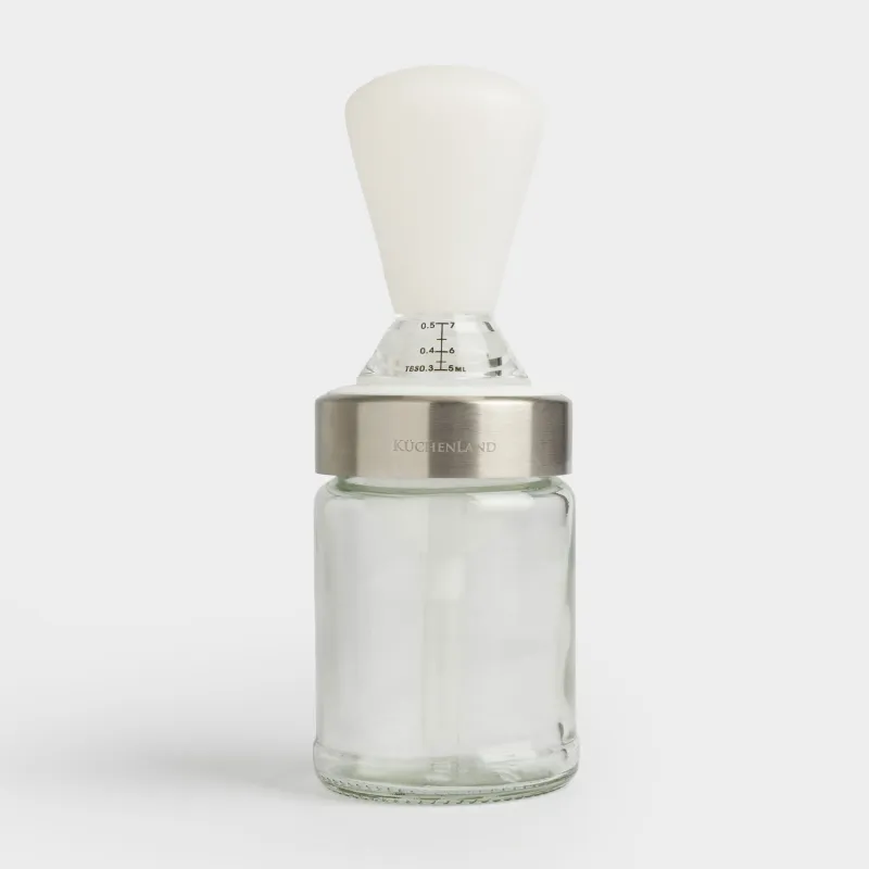Oil container, 100 ml, with brush, glass / silicone, Comfort light