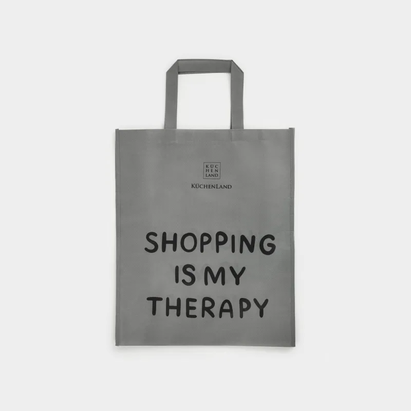 Shopping bag, 34x30 cm, polypropylene, grey, Design, Shopping font