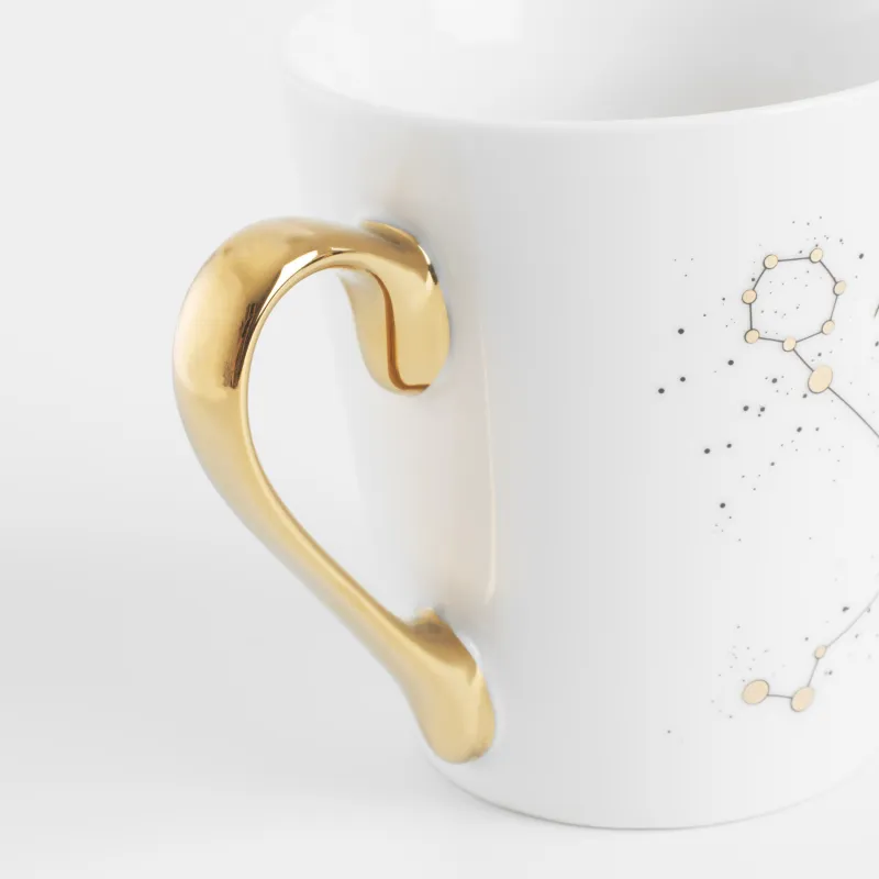 Mug, 400 ml, porcelain N, milky golden, Fish, Zodiac, image-2
