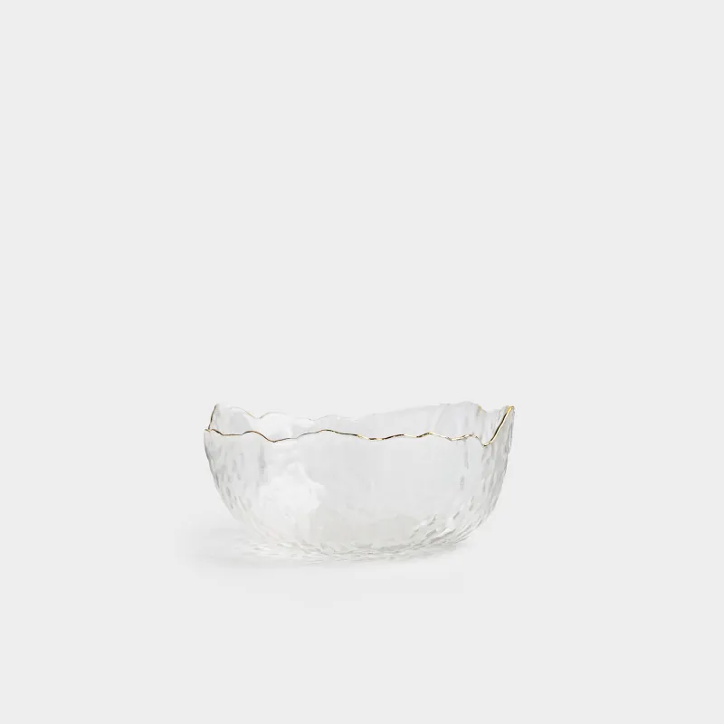 Salad bowl, 17x7 cm, 850 ml, glass, with golden edging, Nautilus gold