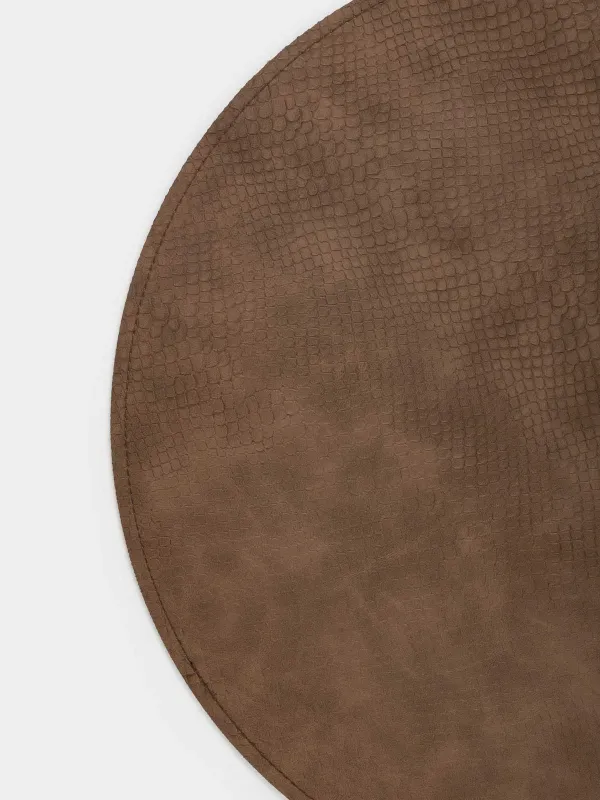 Placemat, 38 cm, double-sided, PVC, round, green/brown, Snake scales, Rock, image-2
