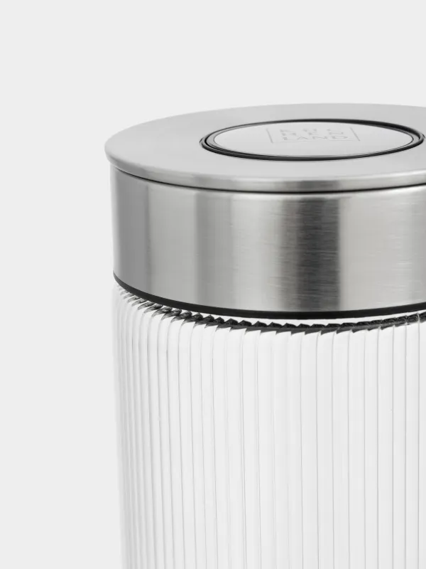 Bulk products jar, 700 ml, with vacuum lid, glass B, Ribby steel, image-2