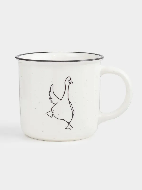 Mug, 360 ml, porcelain N, milky, speckled, Goose, Goose, image-0