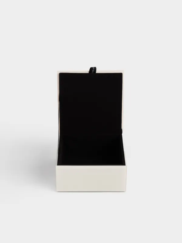 Jewelry box, 12x6 cm, glass, mirror, beige, Flower, Glossy color, image-3