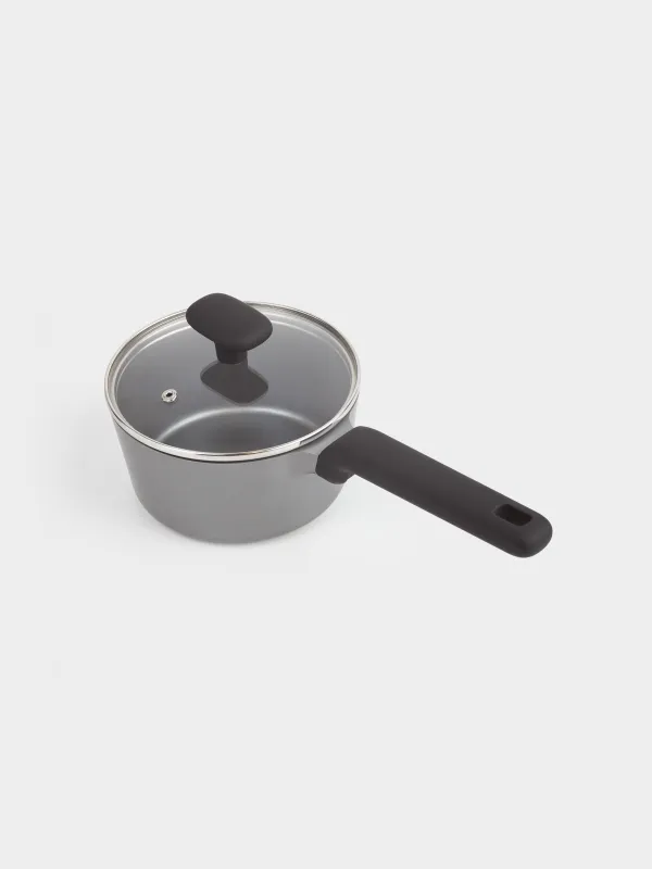 Saucepan, 16 cm, 1.5 l, with lid, coated, aluminum, grey-black, Mintali, image-2