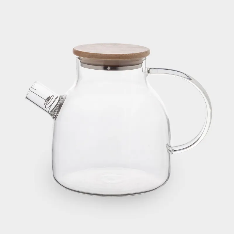 Teapot, 1.2 l, with filter, glass B / wood, Poise