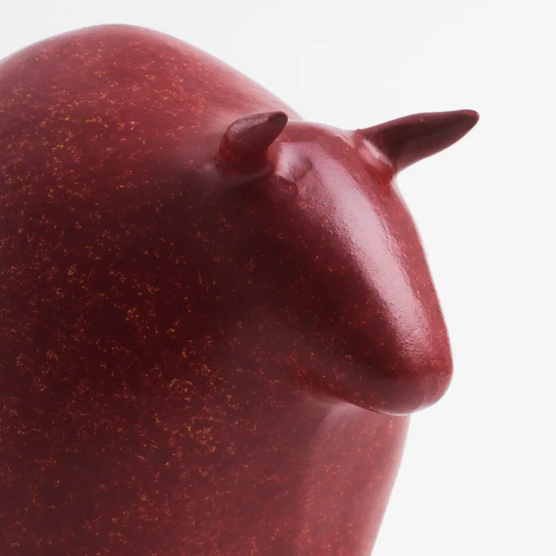 Statuette, 21 cm, polyresin, red, Bull, Art modern, image-1