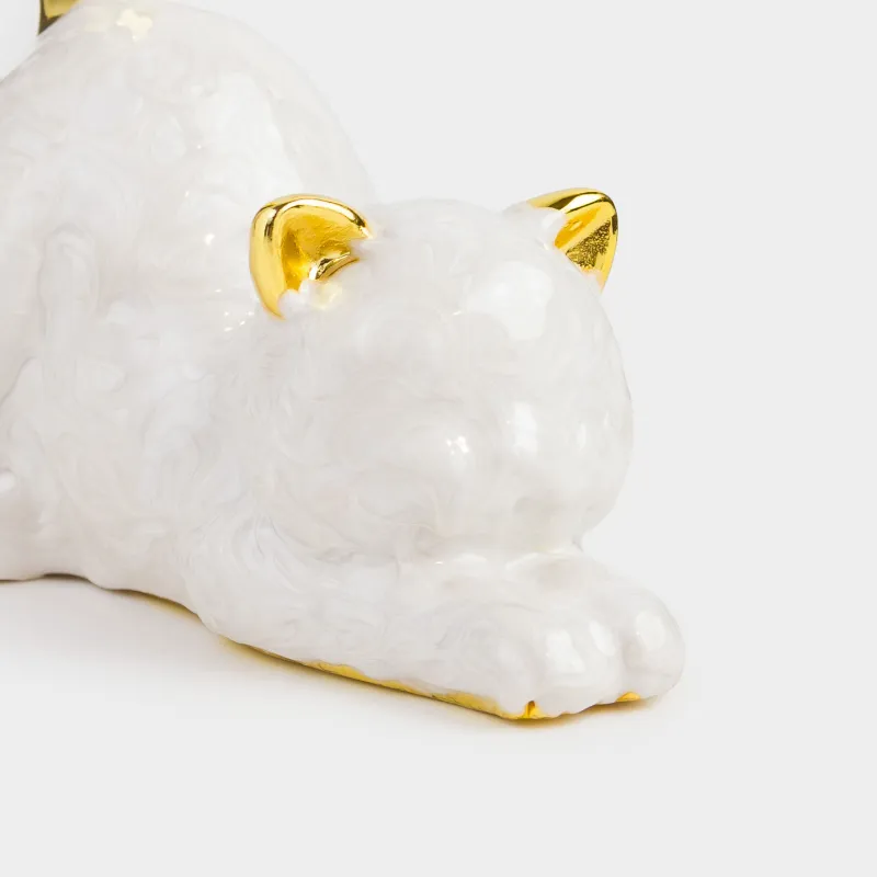 Jewelry holder, 9 cm, Polyresin, Golden pearl, Cat, Cat, image-3