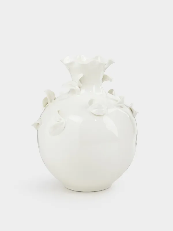 Flower vase, 26 cm, ceramic, milky, Petals, Bloome, image-0