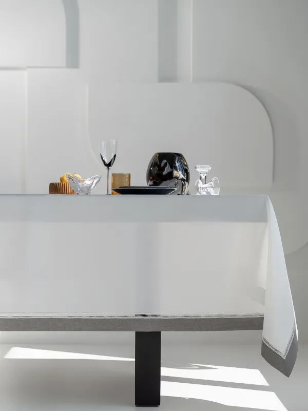 Tablecloth, 160x160 cm, polyester, white-gray, milkyy way, image-0