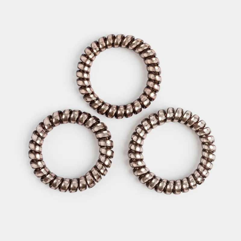 Elastic band for hair, 5 cm, 3 pcs, TPU, gray, Spiral, Helix