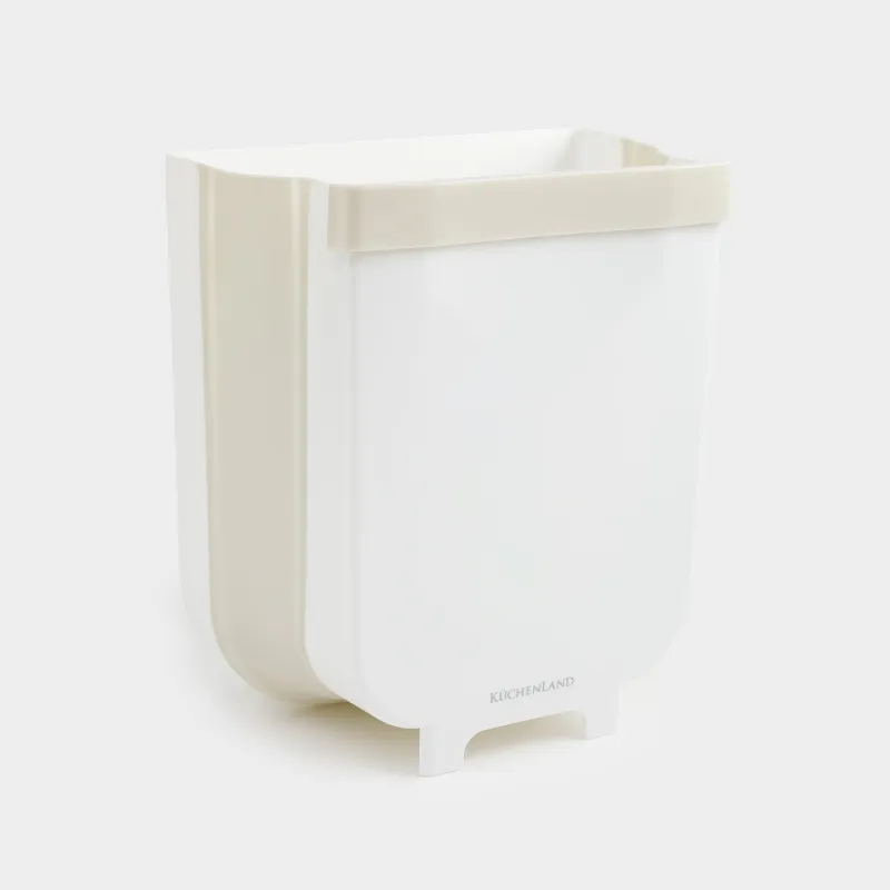 Garbage bucket, 8 L, folding, hanging, plastic / rubber, grey, Foldaway, image-0