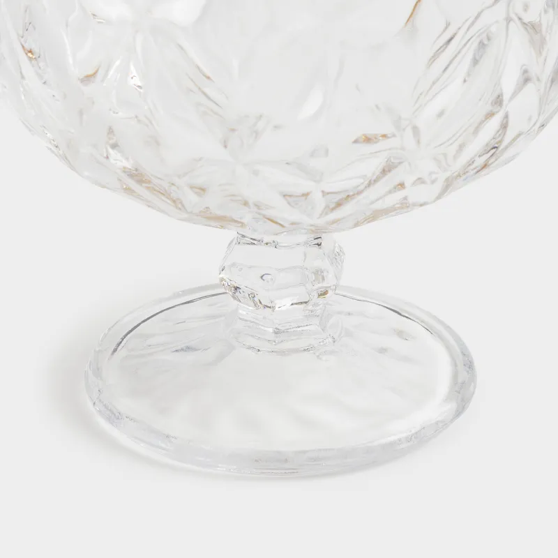Cream bowl, 12 cm, 320 ml, P glass, with golden edging, Rhomb gold, image-3