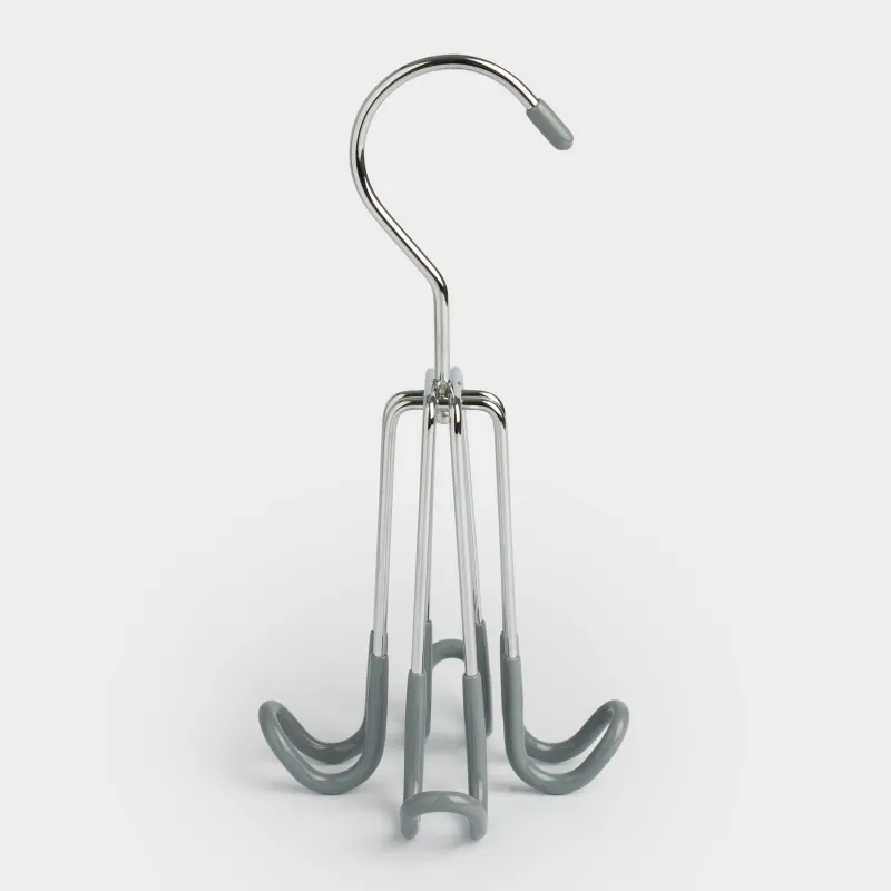 Belt hanger, 18 cm, 4 hooks, Rotating, Coated metal, Grey, Colorful house, image-1