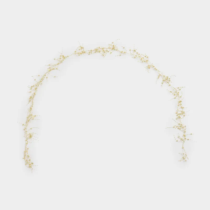 Decorative garland branch, 2 m, plastic / metal, Golden angels and beads, Balls decor