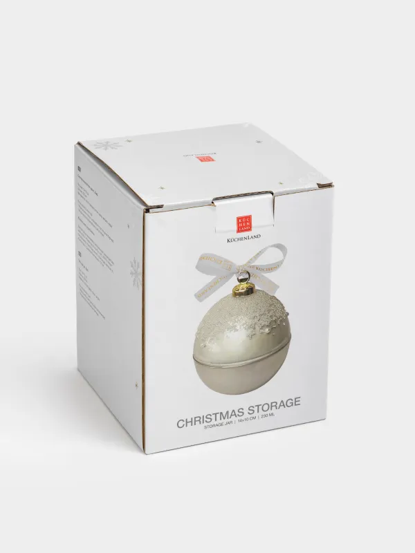 Storage container, 14x10 cm, 230 ml, glass / metal, pearl, Ball, Christmas storage, image-4