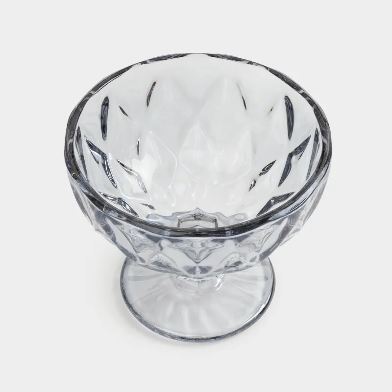 Cream bowl, 12 cm, 320 ml, glass R, grey, Rhomb color, image-2