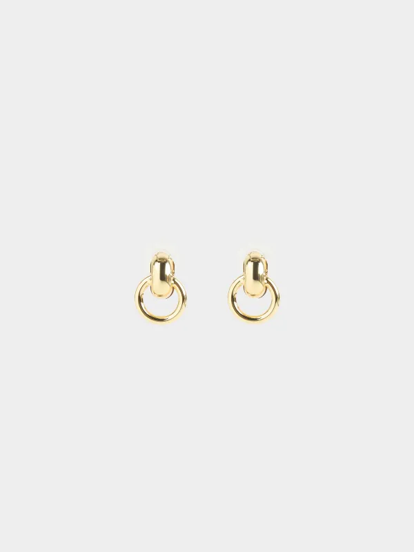Stud earrings, 2 cm, 2 pcs, metal, gold, Jewelry, image-0
