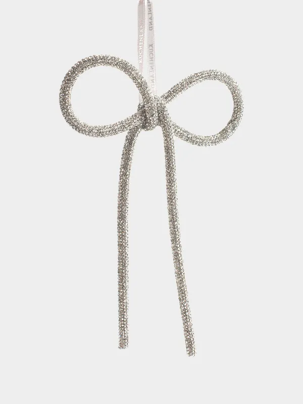 Christmas tree toy, 20x14 cm, acrylic / metal, white, Bow, Figure sparkle, image-0