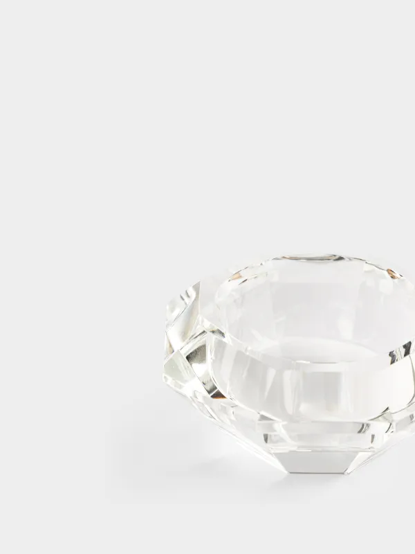 Candlestick, 7x3 cm, for tea candle, crystal glass, Diamond, Diamond, image-1