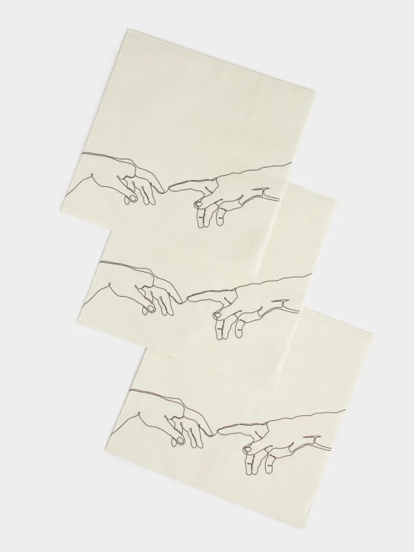 Paper napkins, 33x33 cm, 20 pcs, square, white, Hands, Hand, image-2