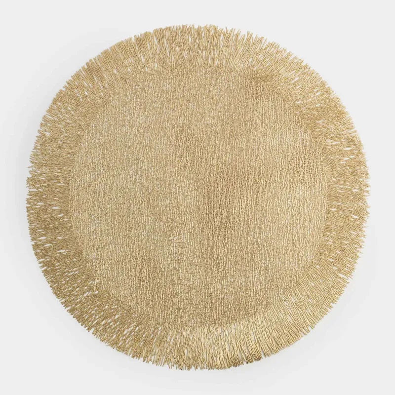 Placemat, 38 cm, fringed, PVC, round, golden, Azhur