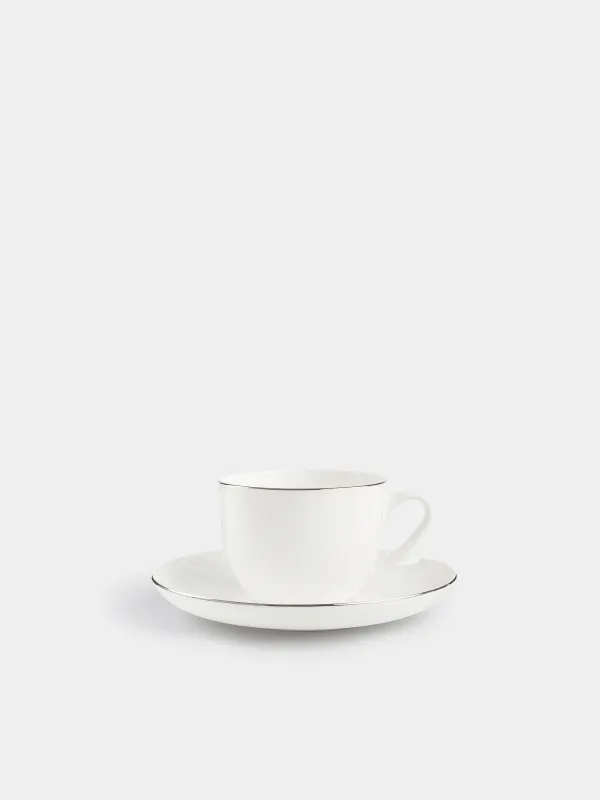Tea pair, 6 person, 12 items, 250 ml, porcelain F, white, Ideal silver, image-2