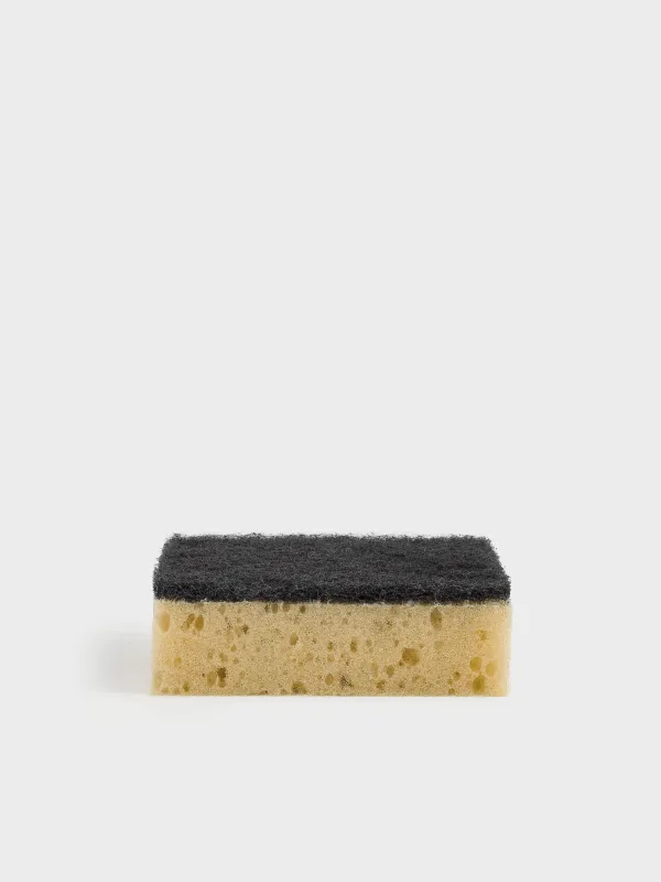 Dish washing sponge, 10x7 cm, 5 pcs, foam rubber / abrasive, black and beige, Black clean, image-1