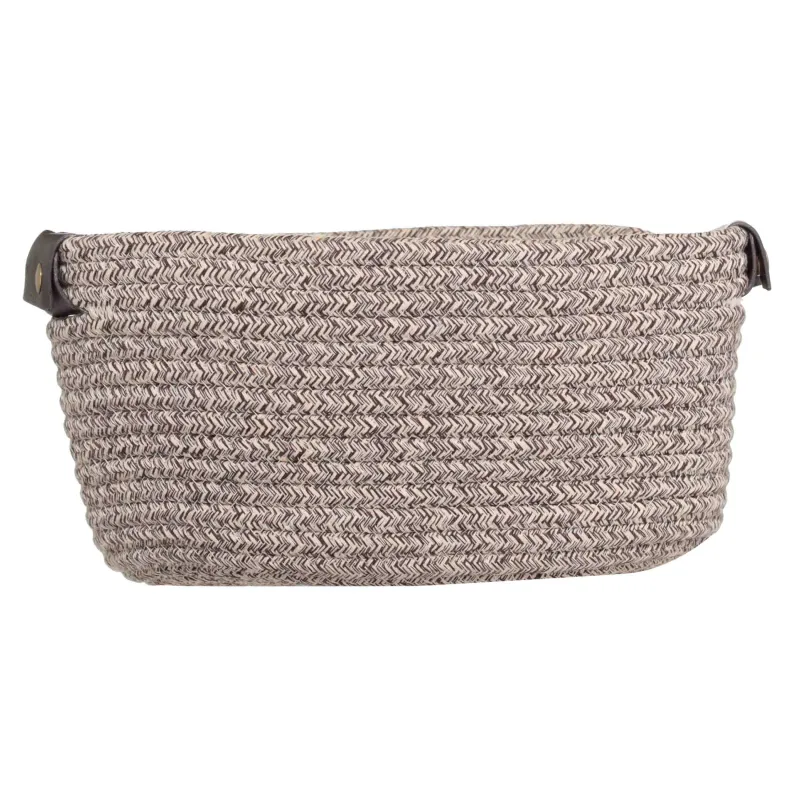 Storage basket, 29x21x14 cm, with handles, cotton / polyester, oval, Brown, Twine, image-2