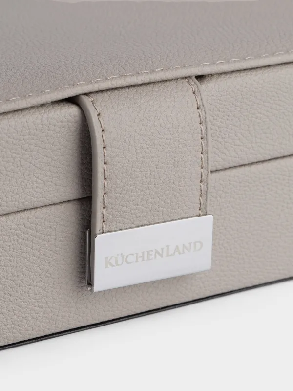 Jewelry box, 20x15 cm, with mirror, wood/PU leather, grey, Premiere one, image-4