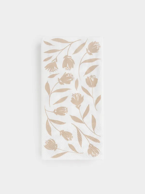 Paper napkins, 33x33 cm, 20 pcs, rectangular, white, Leaves, Print, image-0