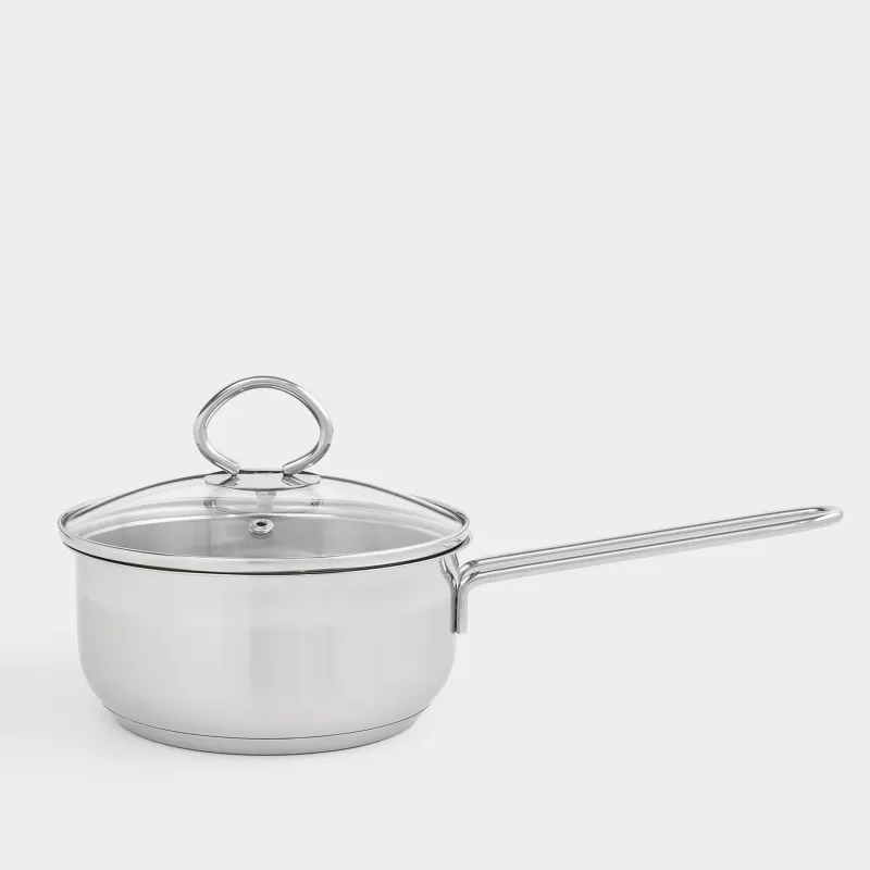 Saucepan, 16 cm, 1.4 l, with lid, steel / glass, Egoist lite