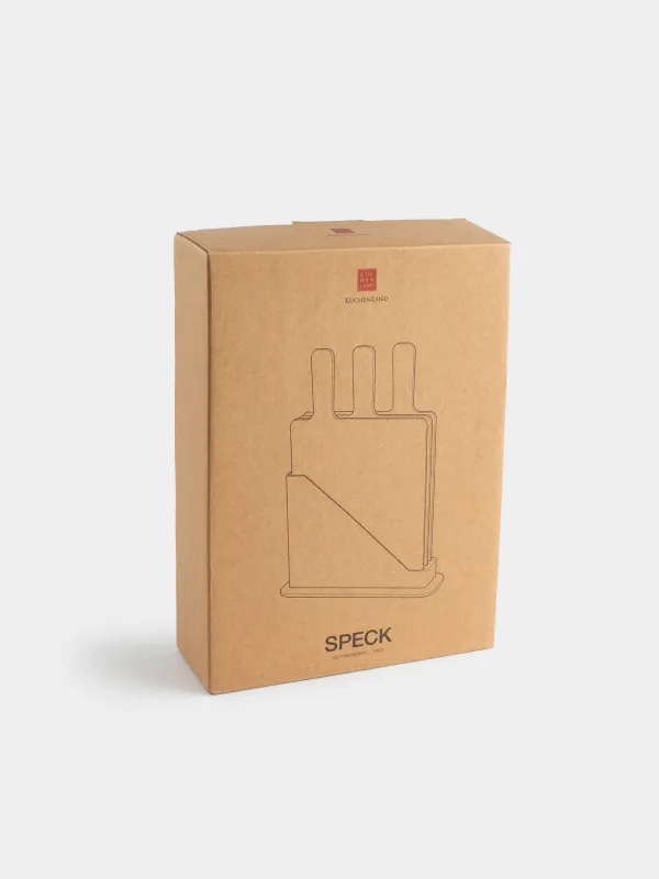 Cutting board, 32x20 cm, 3 pcs, in a stand, plastic, gray / beige / black, Speck, image-6