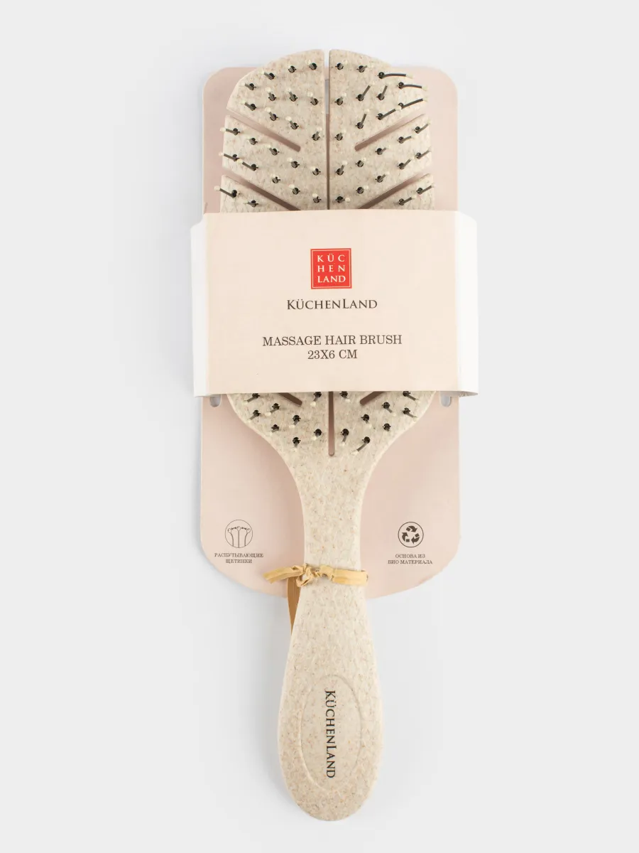 Hair massage comb, 23 cm, vegetable fiber / plastic, beige, Demo, image-4